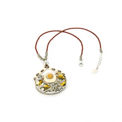 Šperky Murano Millefiori - Náhrdelník NOELIA - hnedo - žltý