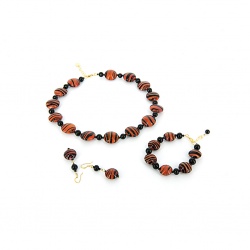 Šperky Murano Millefiori - Set IRINA - červeno - čierny