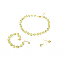 Šperky Murano Millefiori - Set EVA - zlato - zelený