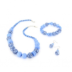Šperky Murano Millefiori - Set Calypso - bledo modrý