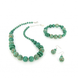 Šperky Murano Millefiori - Set Calypso - tyrkysovo zelený