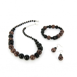 Šperky Murano Millefiori - Set Calypso - čierny