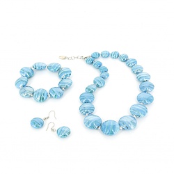 Šperky Murano Millefiori - Set SABRINA - tyrkysovo - modrý
