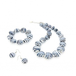 Šperky Murano Millefiori - Set SABRINA - čierno - biely