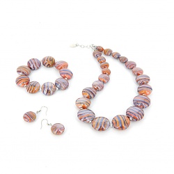 Šperky Murano Millefiori - Set SABRINA - fialovo-oranžový