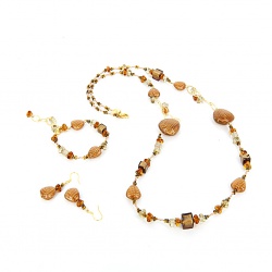 Šperky Murano Millefiori - Set VANDA - hnedý
