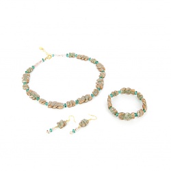 Šperky Murano Millefiori - Set OZANA - tyrkysový