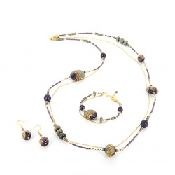 Šperky Murano Millefiori - Set ALEGRIA - fialový