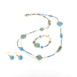 Šperky Murano Millefiori - Set ALEGRIA - tyrkysový