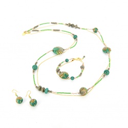 Šperky Murano Millefiori - Set ALEGRIA - zelený