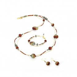 Šperky Murano Millefiori - Set ALEGRIA - červený