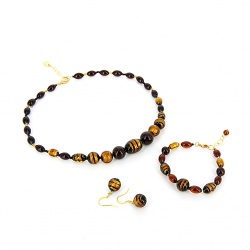 Šperky Murano Millefiori - Set OLGA - hnedý