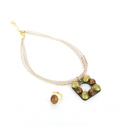 Šperky Murano Millefiori - Náhrdelník NORINA - zlatý