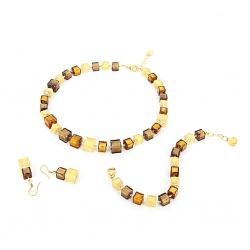 Šperky Murano Millefiori - Set ELENA - zlatý