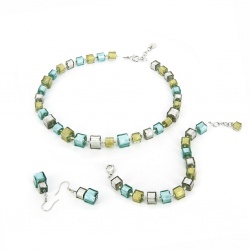 Šperky Murano Millefiori - Set ELENA - tyrkysový