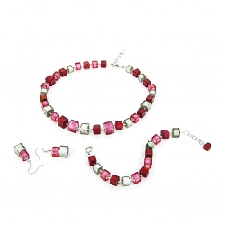 Šperky Murano Millefiori - Set ELENA - červený