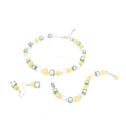 Šperky Murano Millefiori - Set ELENA - šedo - zlatý