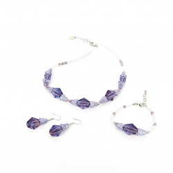Šperky Murano Millefiori - Set AMARIS - fialový