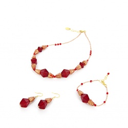 Šperky Murano Millefiori - Set AMARIS - červený