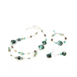 Šperky Murano Millefiori - Set GABRIELA - tyrkysový