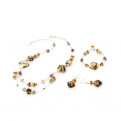 Šperky Murano Millefiori - Set GABRIELA - hnedý