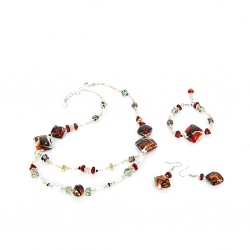Šperky Murano Millefiori - Set GABRIELA - červený