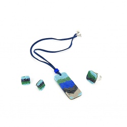 Šperky Murano Millefiori - Set SUMMER - modrý
