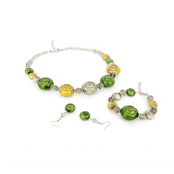 Šperky Murano Millefiori - Set CAROLA - zelený
