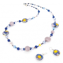 Šperky Murano Millefiori - Set ELECTRA - modrá