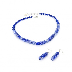 Šperky Murano Millefiori - Set ALIONA - modrý