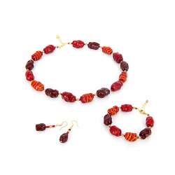 Šperky Murano Millefiori - Set CAPRI - červený
