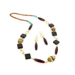 Šperky Murano Millefiori - Set AGATA - hnedý