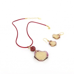 Šperky Murano Millefiori - Set RONY - cyklámenový 