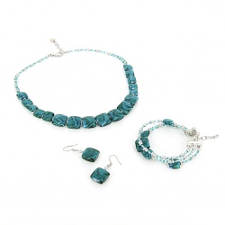 Šperky Murano Millefiori - Set ADORA - tyrkysový