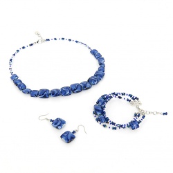 Šperky Murano Millefiori - Set ADORA  - modrý