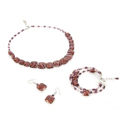 Šperky Murano Millefiori - Set ADORA - fialový