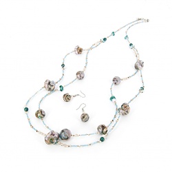 Šperky Murano Millefiori - Set CHARISMA - tyrkysový