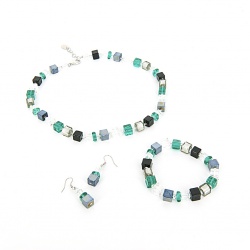 Šperky Murano Millefiori - Set NICOLE  - tyrkysový