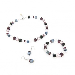 Šperky Murano Millefiori - Set NICOLE - fialový