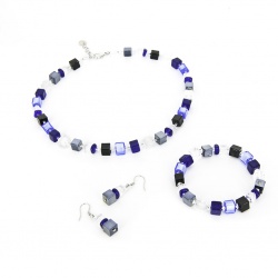 Šperky Murano Millefiori - Set NICOLE - modrý