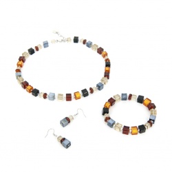 Šperky Murano Millefiori - Set NICOLE - hnedý