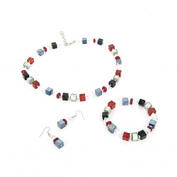 Šperky Murano Millefiori - Set NICOLE - červený