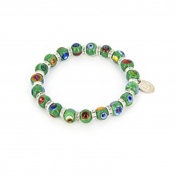 Šperky Murano Millefiori - Náramok KARMA - zeleno - farebný
