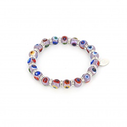 Šperky Murano Millefiori - Náramok KARMA - fialovo - farebný