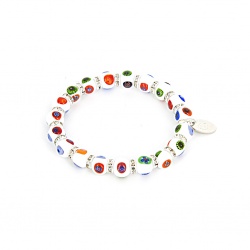 Šperky Murano Millefiori - Náramok KARMA - bielo - farebný