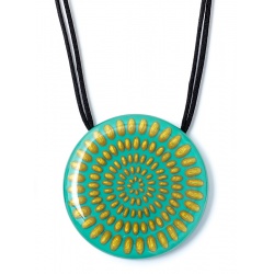 Šperky ZSISKA - Náhrdelník MANDALA 1 - tyrkysovo - zlatý