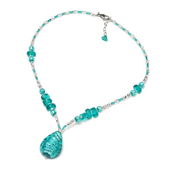 Šperky Murano Millefiori - Náhrdelník IVONA - tyrkysový