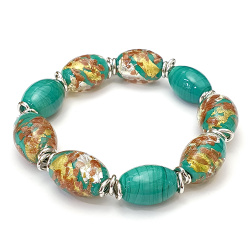 Šperky Murano Millefiori - Náramok MILENA - tyrkysový