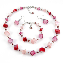 Šperky Murano Millefiori - Set DADA - červený