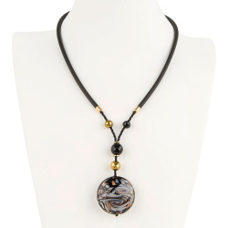 Šperky Murano Millefiori - Náhrdelník MOON CHARCOAL - čierny